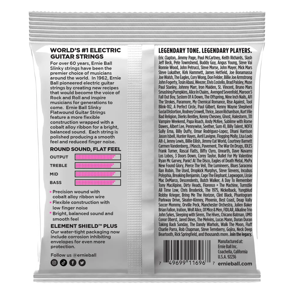 Ernie Ball Super Slinky Flatwound Electric Guitar Strings - 09 - 42 gauge