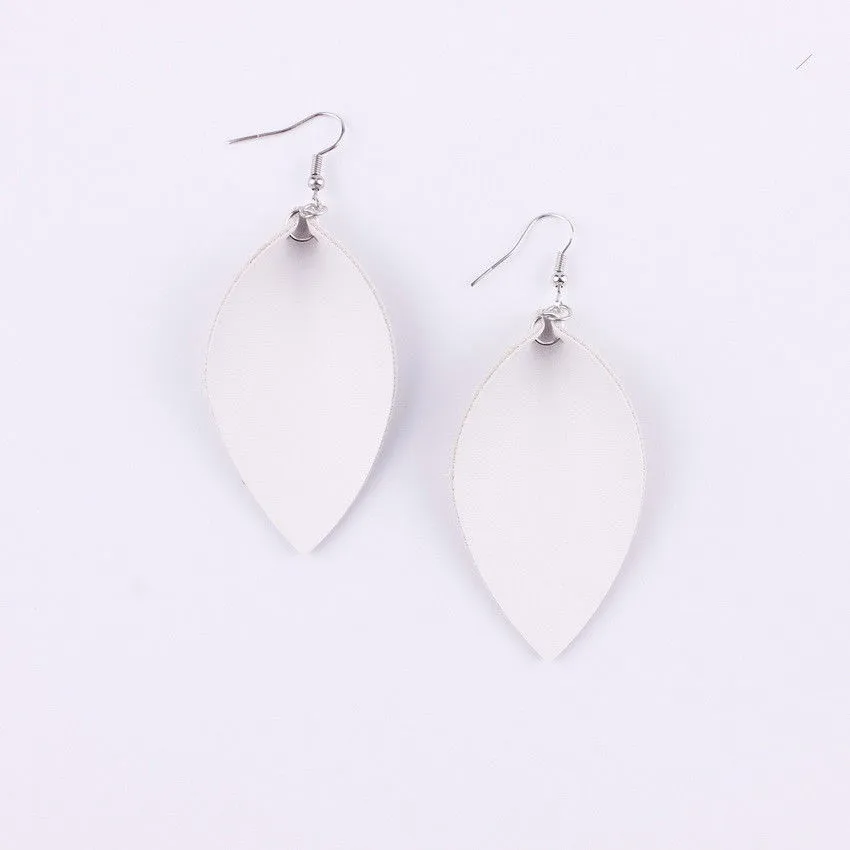 Fall Folded Pinched Leaf Leather Drop Earrings