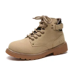 Fashion Women's Skinny Boots Shoes Solid Color British Wind Martin Boots Women Simple Velcro Women's Shoes