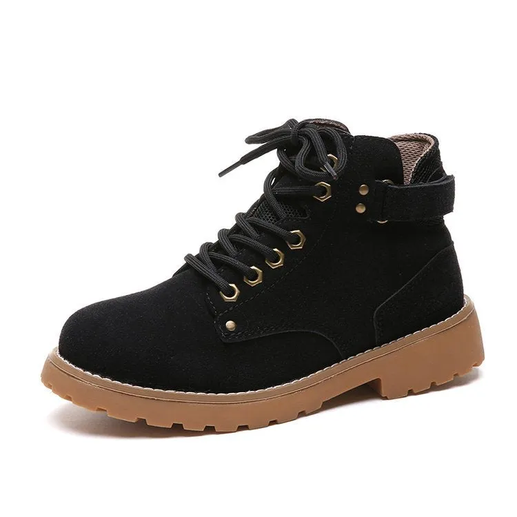 Fashion Women's Skinny Boots Shoes Solid Color British Wind Martin Boots Women Simple Velcro Women's Shoes