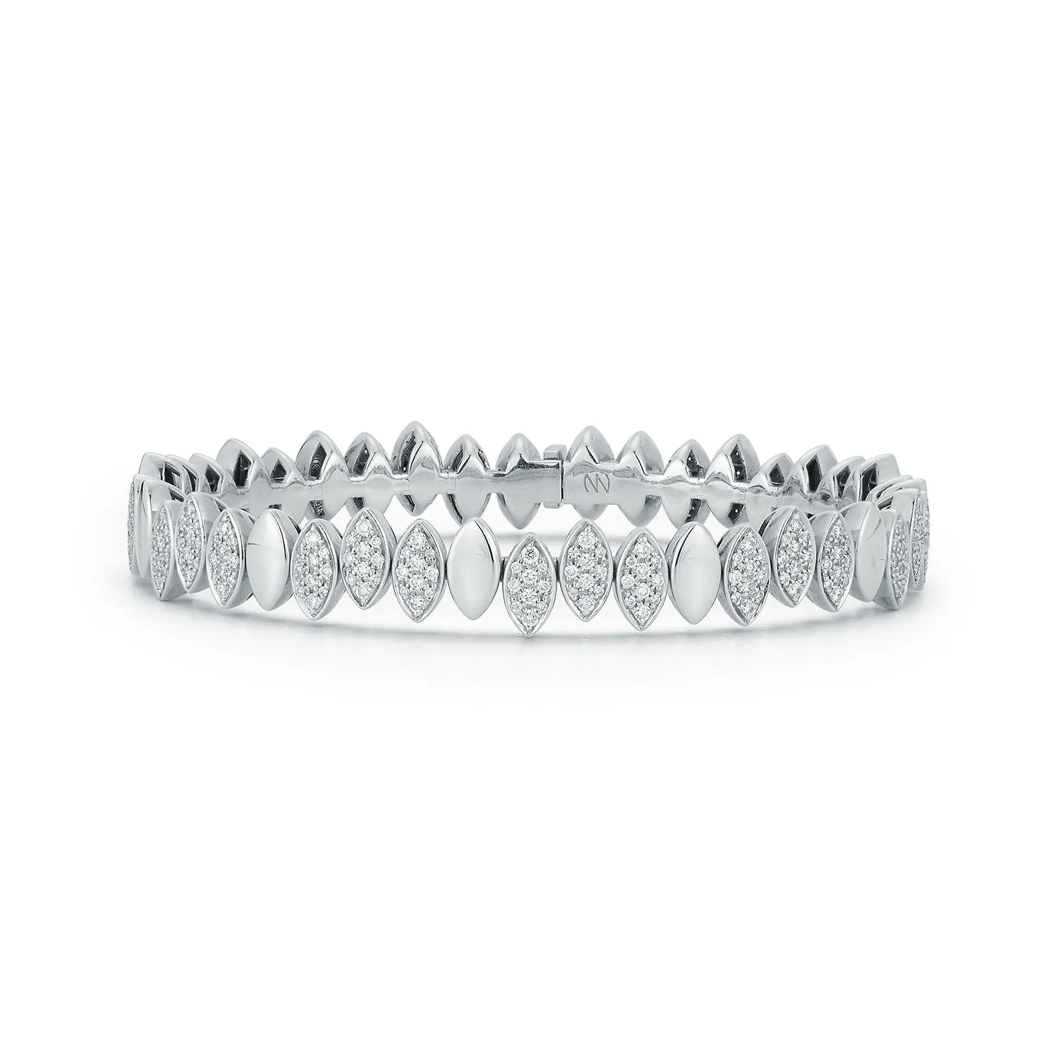 Flexible Navette Bangle with Front White Diamonds