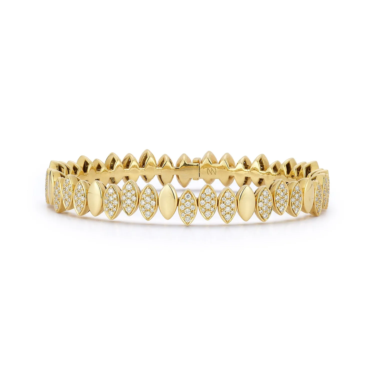 Flexible Navette Bangle with Front White Diamonds