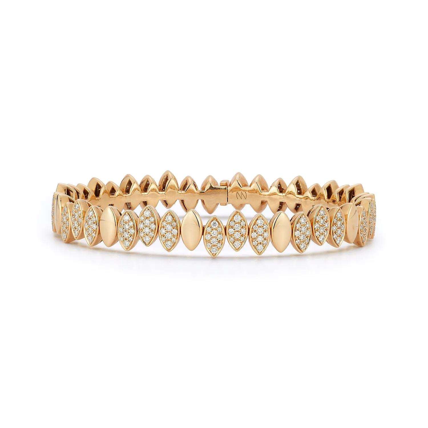 Flexible Navette Bangle with Front White Diamonds
