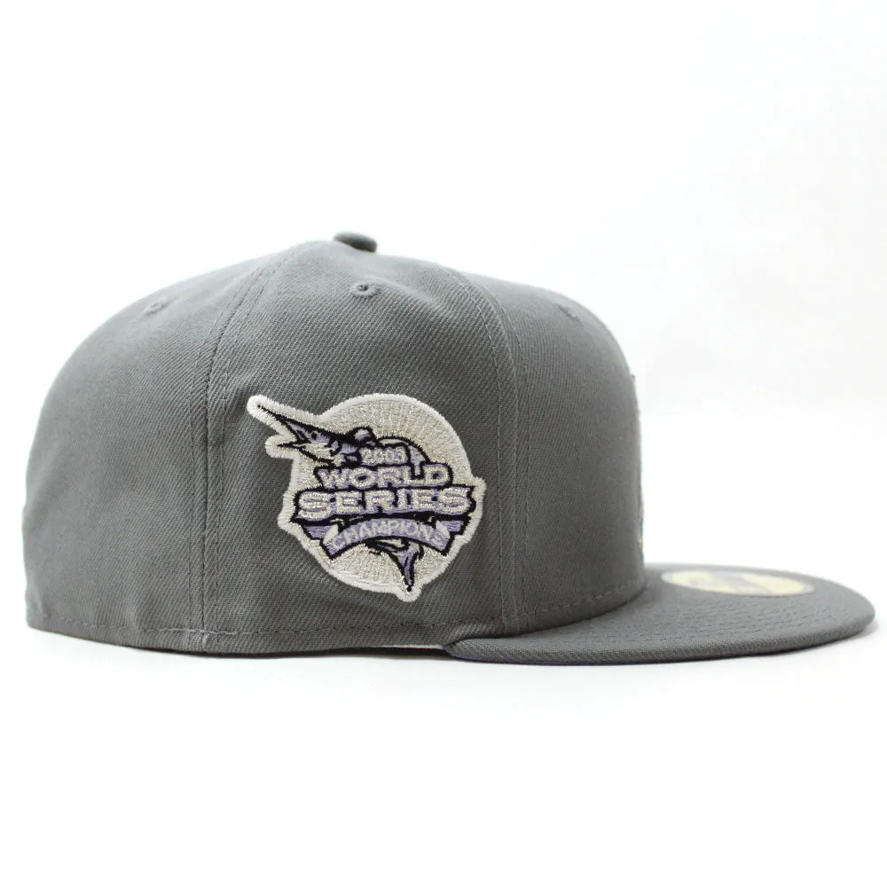 Florida Marlins 2003 World Series New Era 59Fifty Fitted Hat (Glow in the Dark Gray Lavender Under brim)
