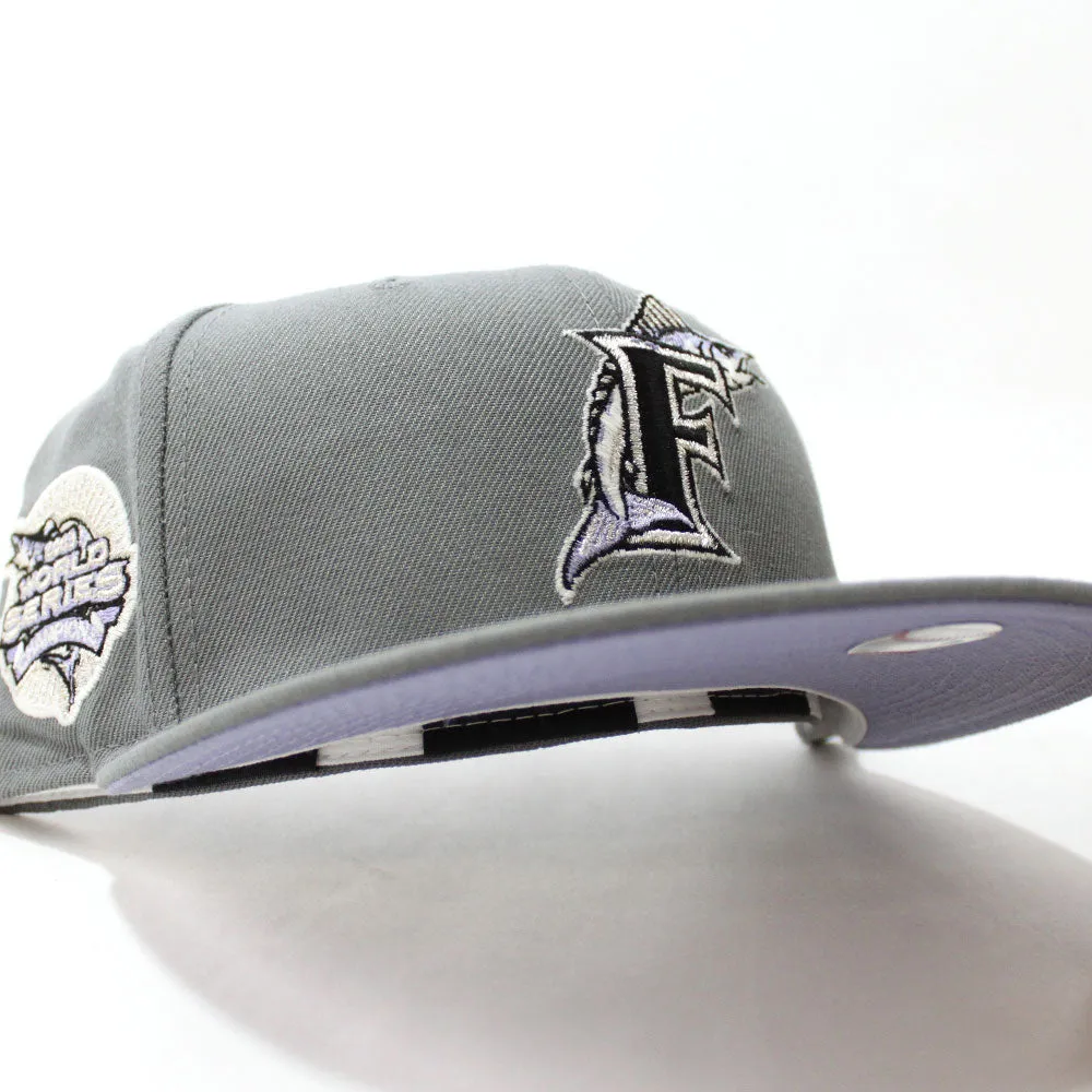 Florida Marlins 2003 World Series New Era 59Fifty Fitted Hat (Glow in the Dark Gray Lavender Under brim)