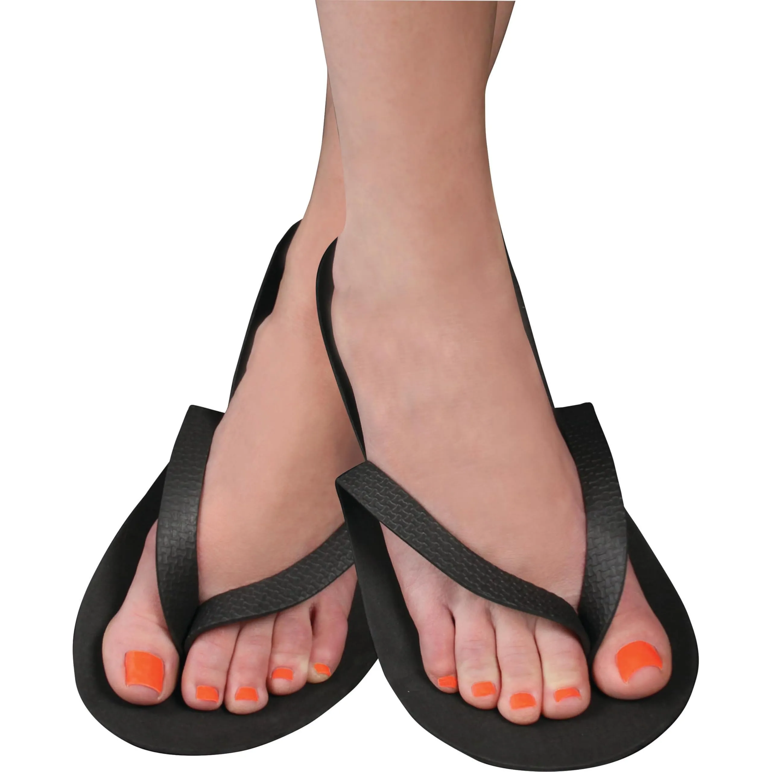 ForPro Comfy Pedi Slippers, Black, Disposable Foam Pedicure Slippers for Nail Salons & Spas, Individually-Wrapped, 12-Pair