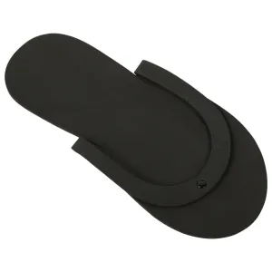 ForPro Comfy Pedi Slippers, Black, Disposable Foam Pedicure Slippers for Nail Salons & Spas, Individually-Wrapped, 12-Pair