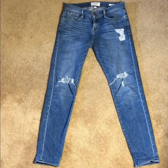 Frame Denim Le Garçon Distressed Blue Jeans 26