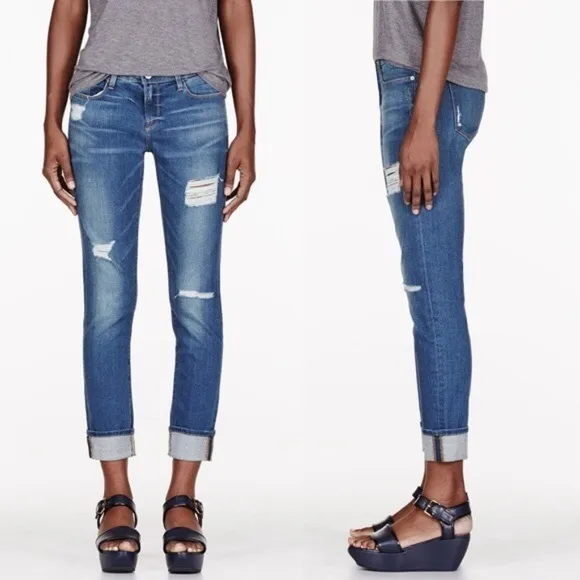 Frame Denim Le Garçon Distressed Blue Jeans 26