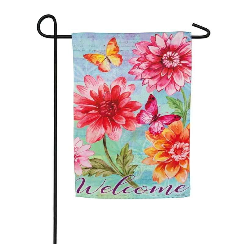 Fresh Dahlias Garden Suede Flag,14s9018