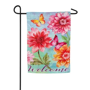 Fresh Dahlias Garden Suede Flag,14s9018