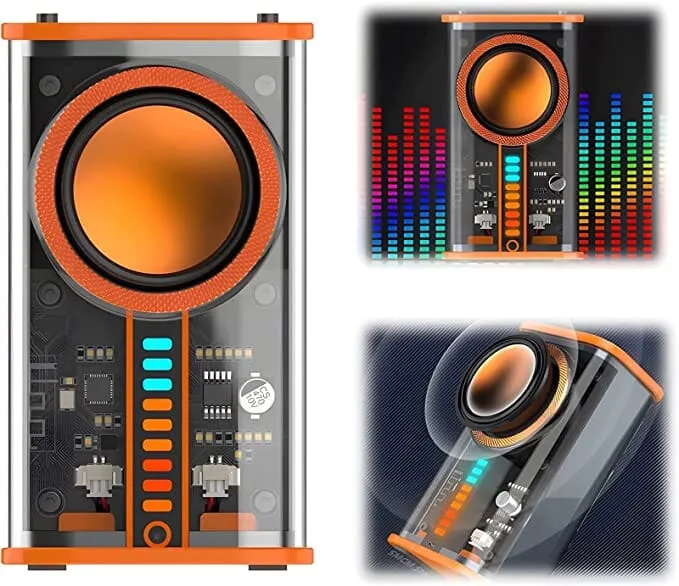 Furper Mini Wireless Bluetooth Speaker Transparent Mecha Portable Speaker Bass