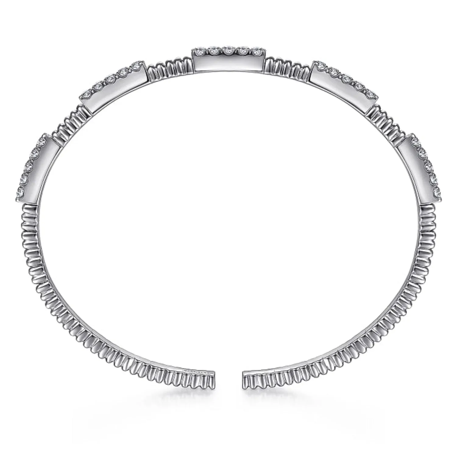 Gabriel & Co. Diamond Station Flexible Textured Bangle Bracelet