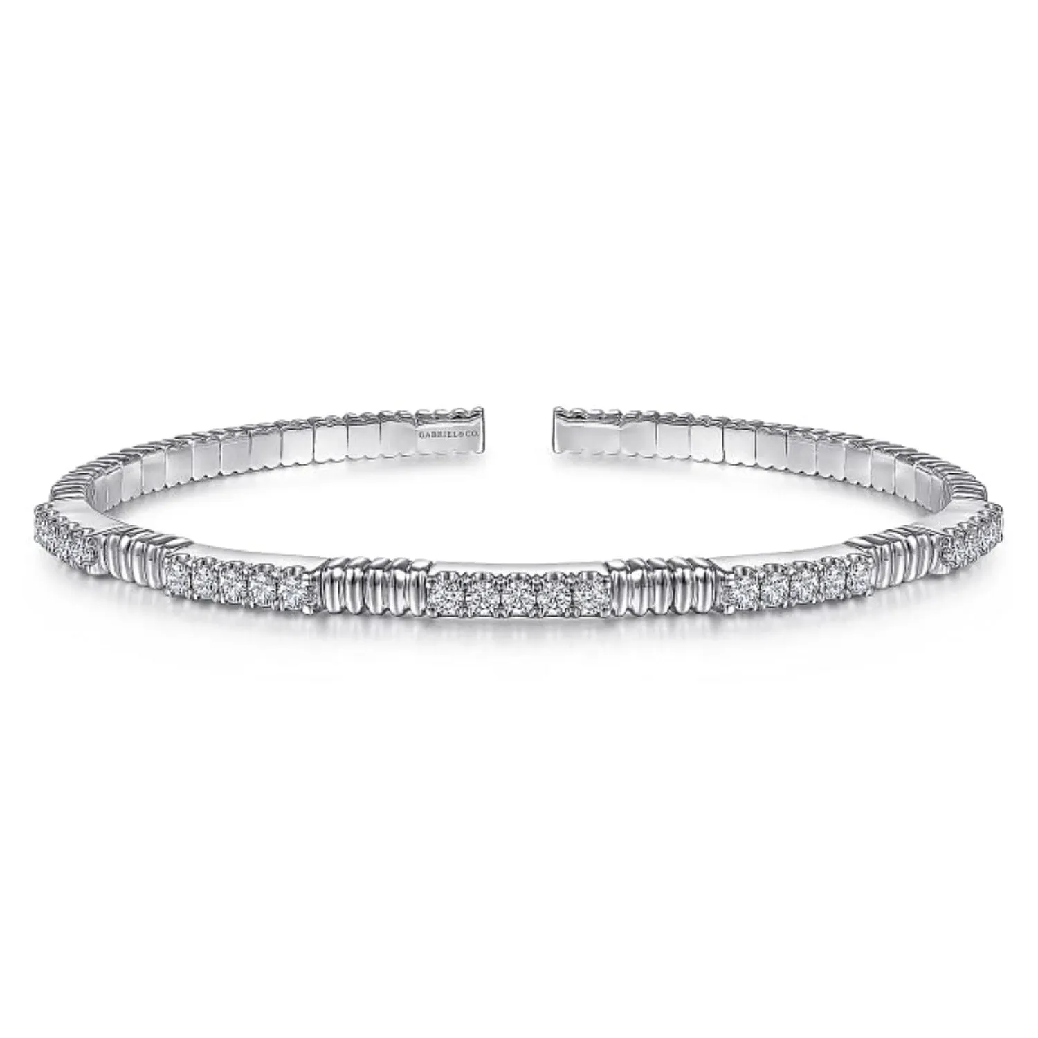Gabriel & Co. Diamond Station Flexible Textured Bangle Bracelet