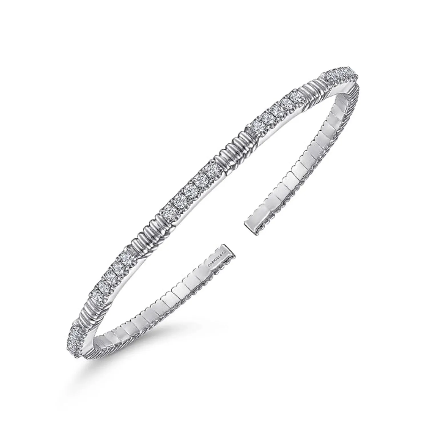 Gabriel & Co. Diamond Station Flexible Textured Bangle Bracelet