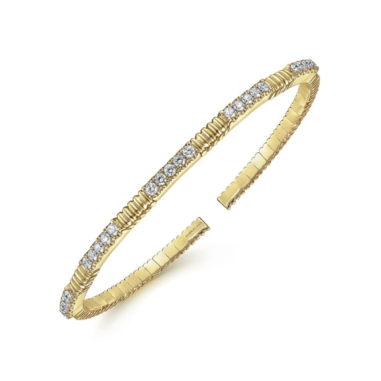 Gabriel & Co. Diamond Station Flexible Textured Bangle Bracelet