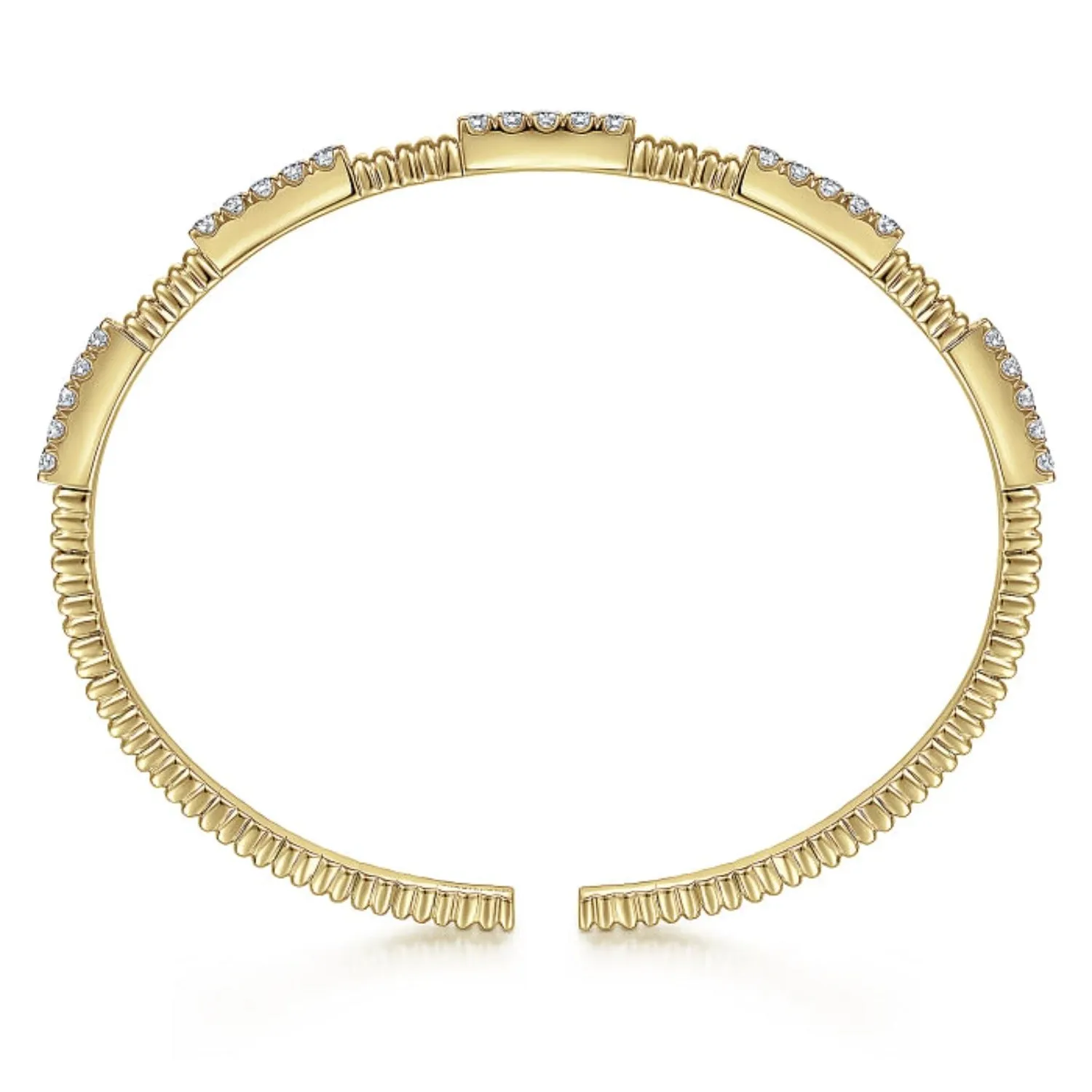 Gabriel & Co. Diamond Station Flexible Textured Bangle Bracelet