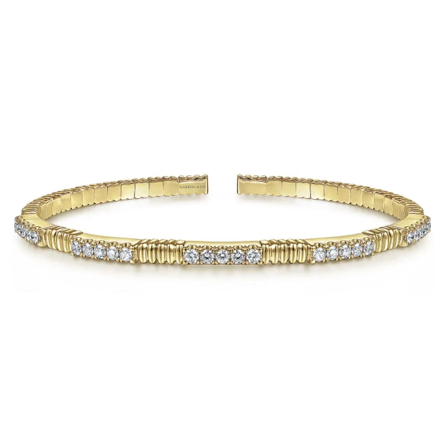 Gabriel & Co. Diamond Station Flexible Textured Bangle Bracelet