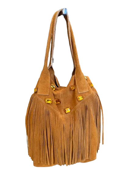 Glass Tassel Suede Tote (more colors)