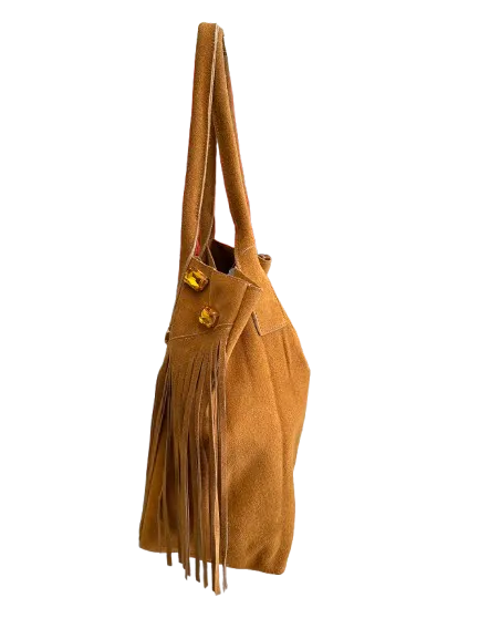 Glass Tassel Suede Tote (more colors)