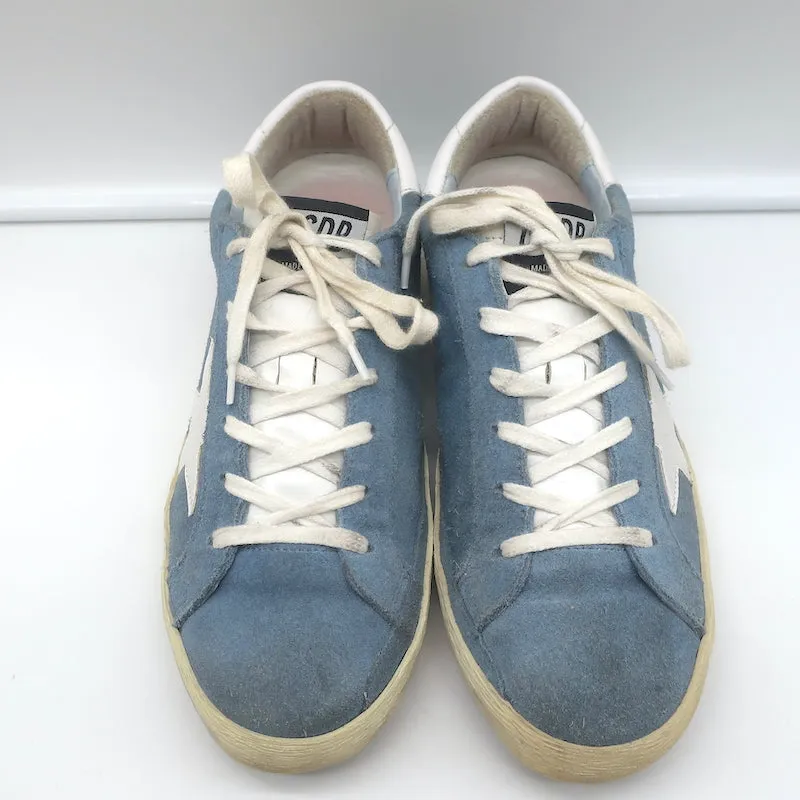 Golden Goose Superstar Sneakers Light Blue Suede & White Leather Size 38