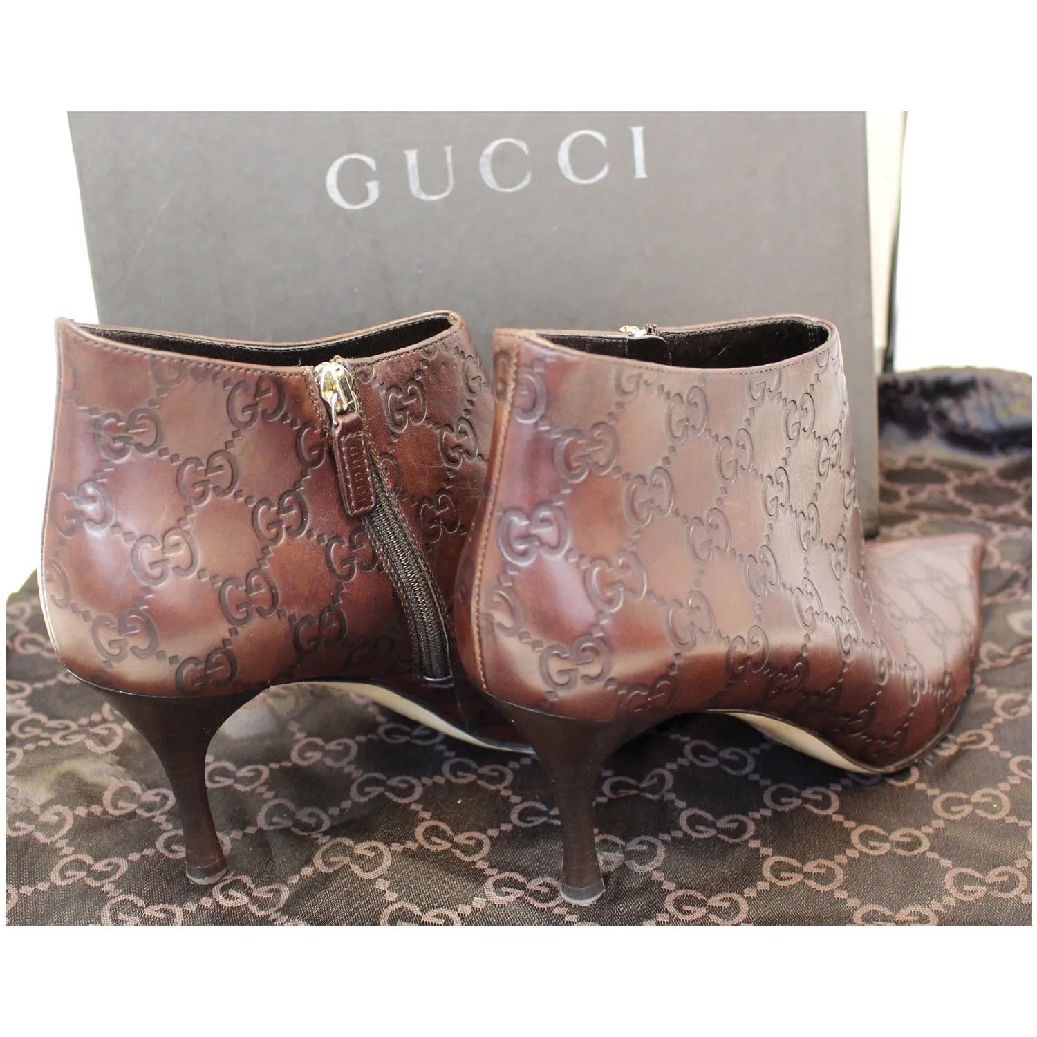 GUCCI Guccissima Leather Brown Boots Size 9B 146754