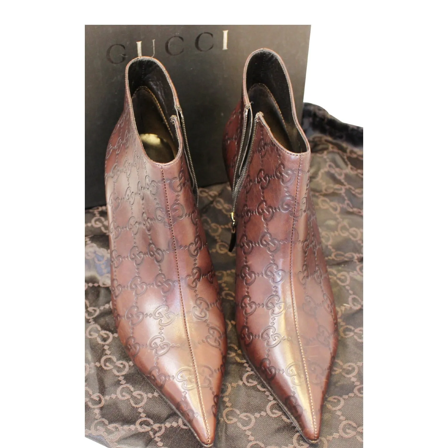 GUCCI Guccissima Leather Brown Boots Size 9B 146754