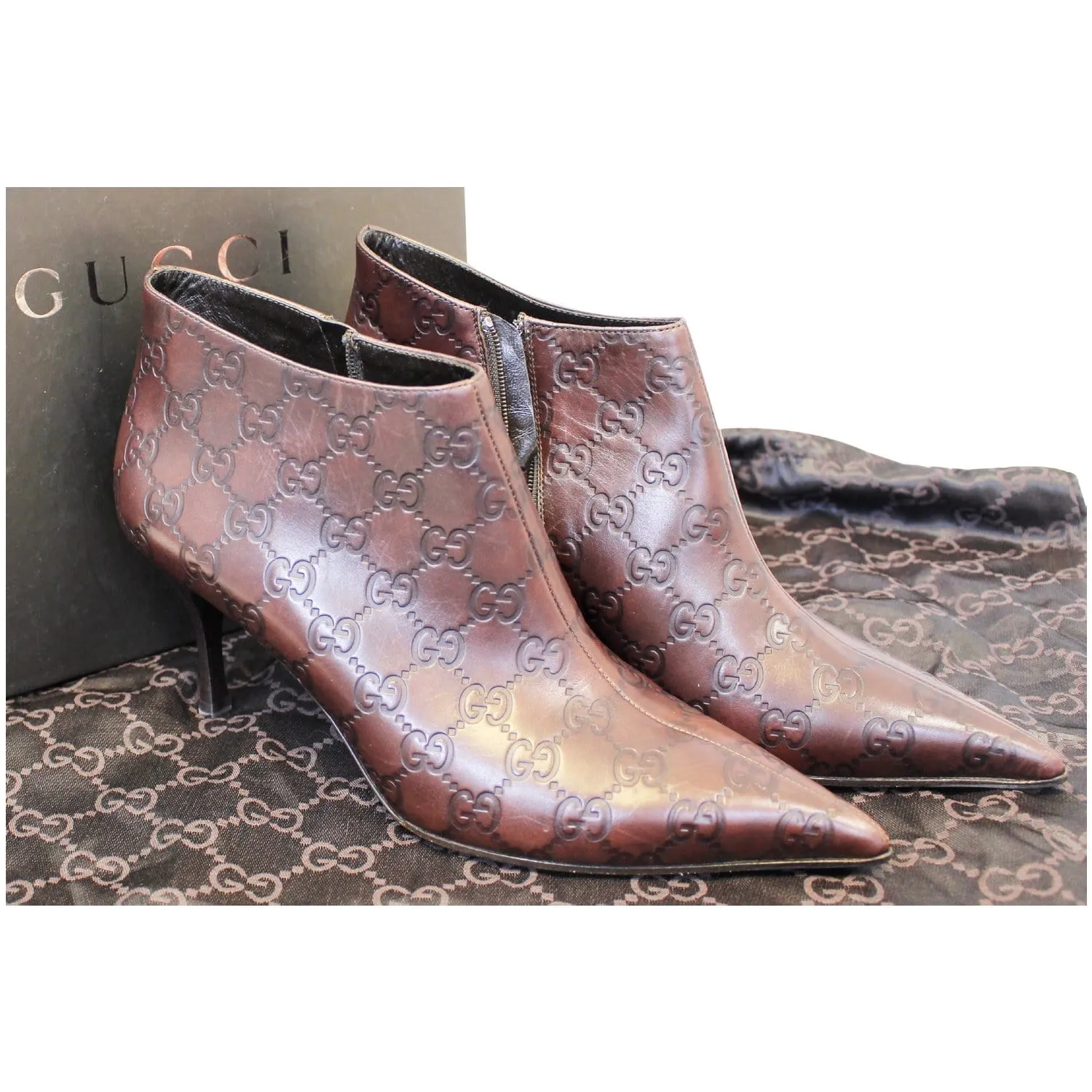 GUCCI Guccissima Leather Brown Boots Size 9B 146754