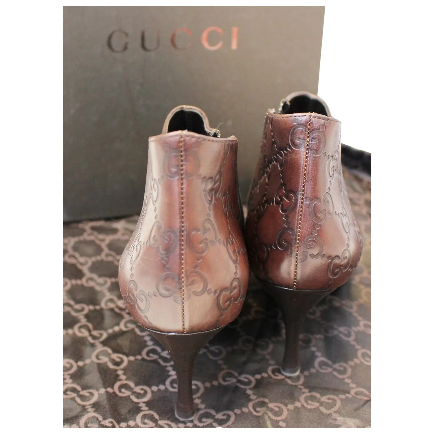 GUCCI Guccissima Leather Brown Boots Size 9B 146754