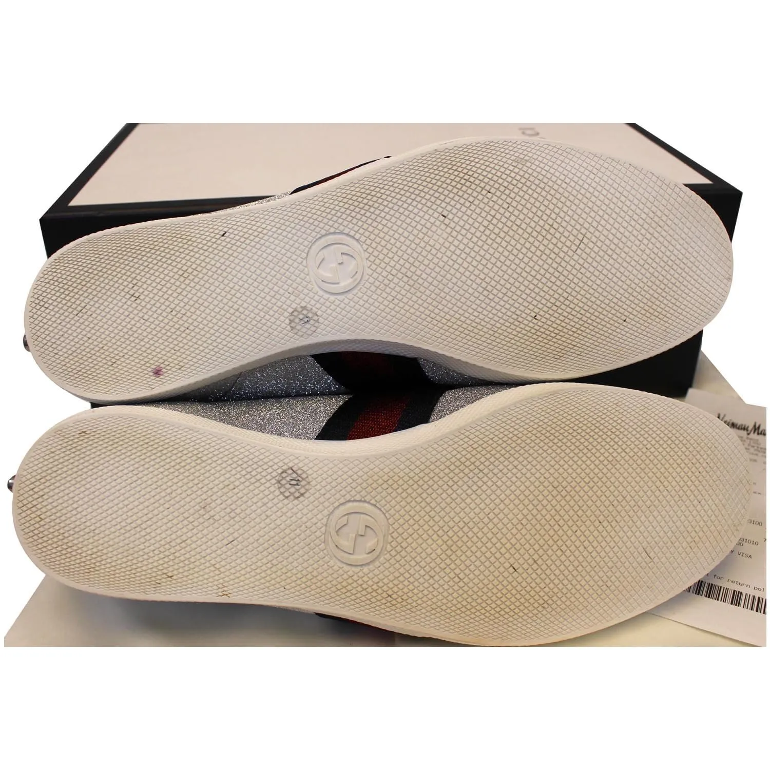 GUCCI Silver Glitter Web sneaker with Studs Size 11