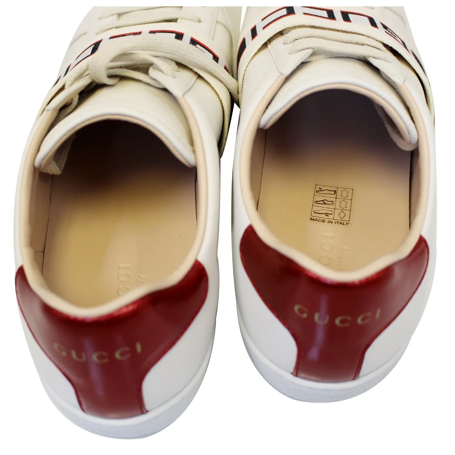 GUCCI Stripe Leather Sneaker White Size US 7