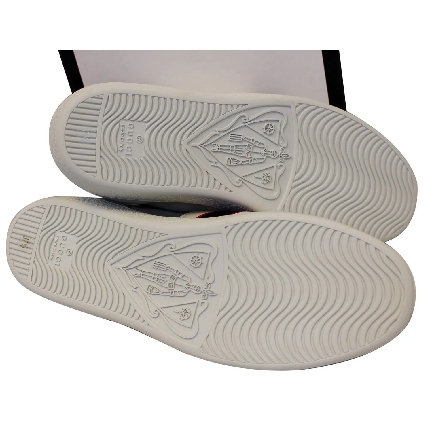 GUCCI Stripe Leather Sneaker White Size US 7