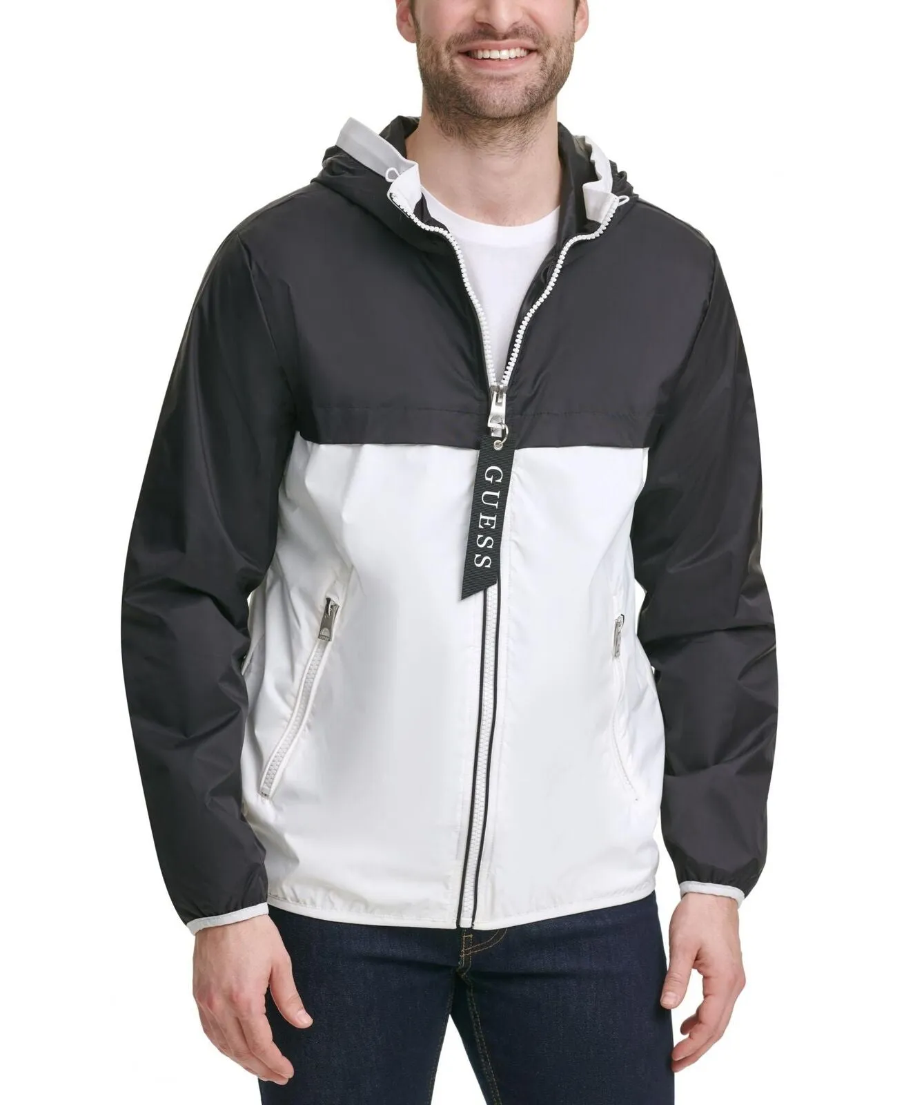Guess Men's Colorblocked Hooded Windbreaker