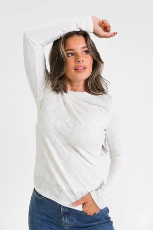 High Ambitions Ivory Floral Textured Knit Fitted Top  FINAL SALE