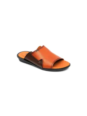 HITZ1004 Men's Tan Leather Daily Wear Open Slipper