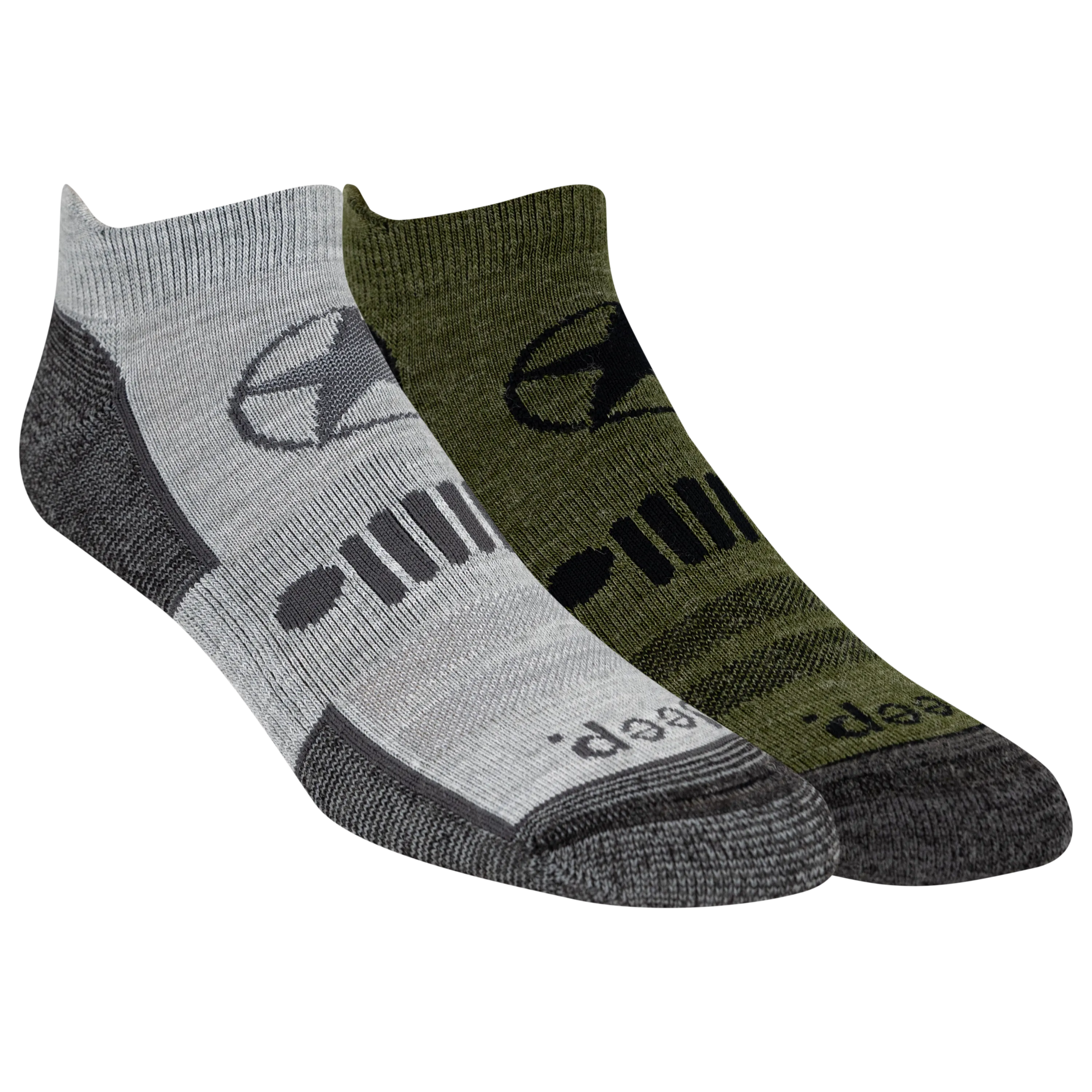 Jeep® Men's Wool Blend Trail No Show Socks 2 Pair Pack - Breathable, Cushioned Comfort