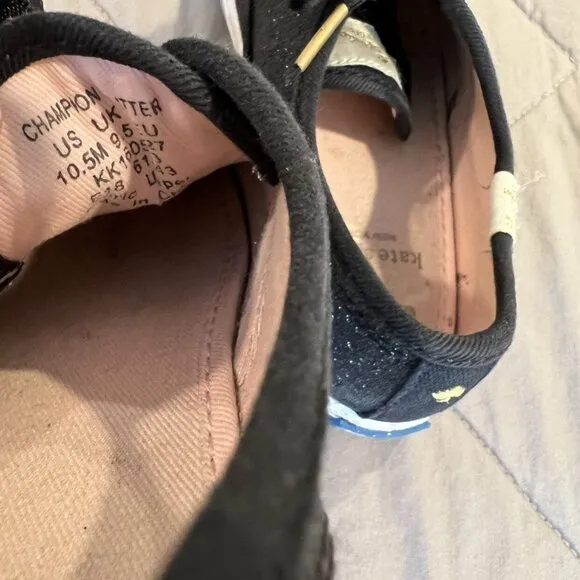 Kate Spade   Keds 10.5M Black Sparkly Glitter Sneakers