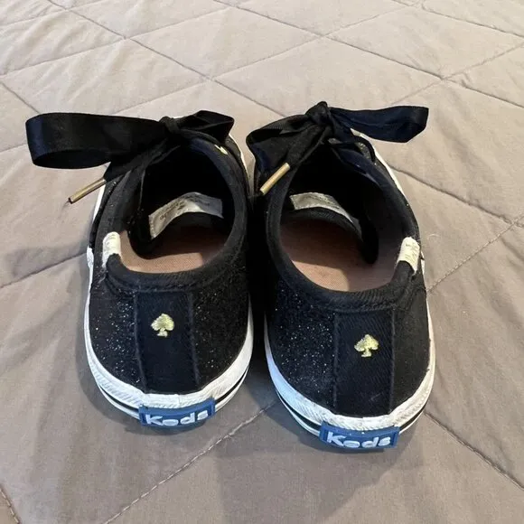 Kate Spade   Keds 10.5M Black Sparkly Glitter Sneakers