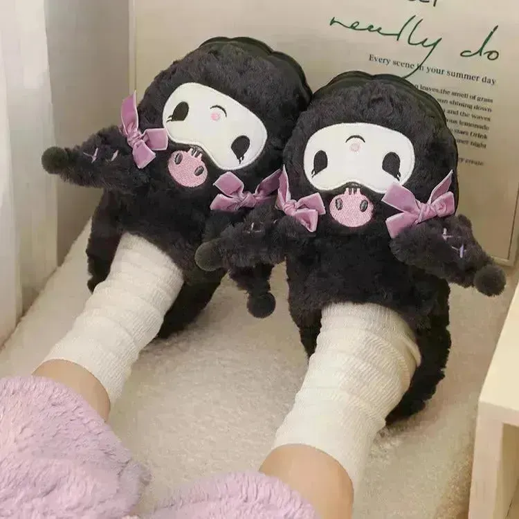 Kawaii Kuromi Plush Slippers