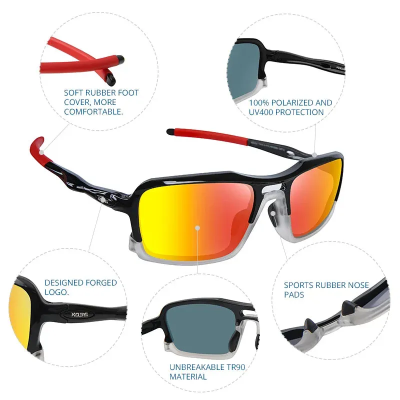 KDEAM New High End Polarized Sports Sunglasses with Ultra-light TR90 Frame Color Blocking Design Outdoor Dazzling Sun Glasses