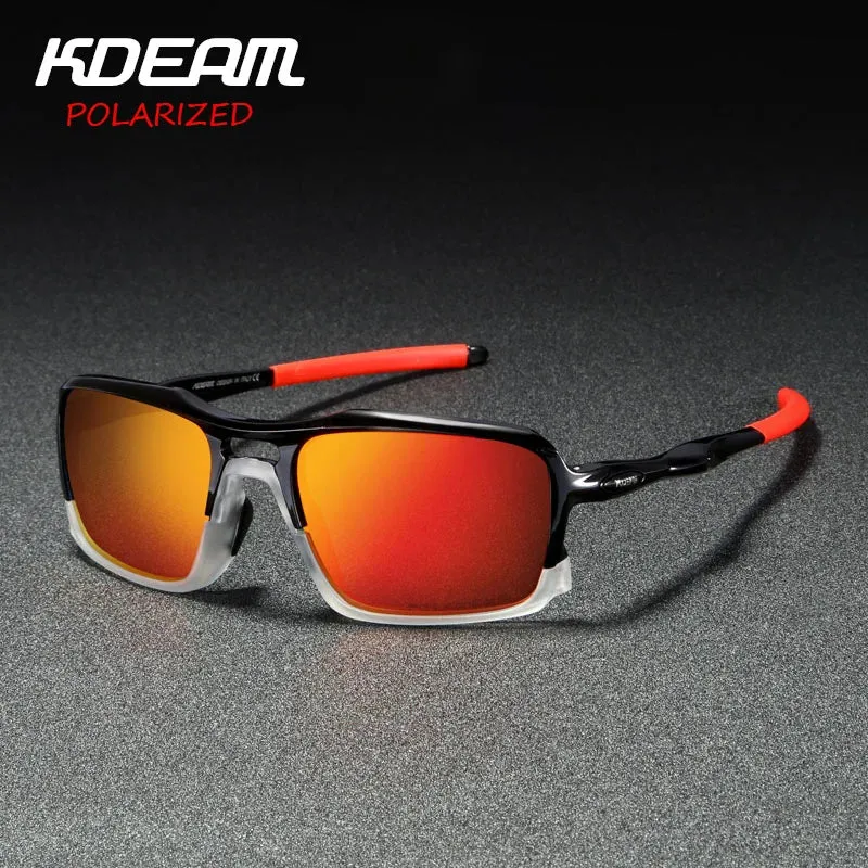 KDEAM New High End Polarized Sports Sunglasses with Ultra-light TR90 Frame Color Blocking Design Outdoor Dazzling Sun Glasses