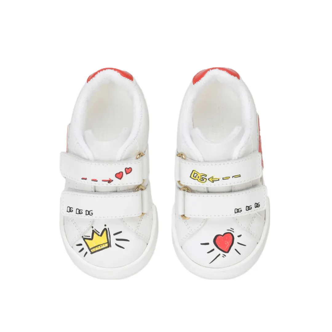KIDS DOLCE AND GABBANA FIRST STEPS PORTOFINO LIGHT SNEAKERS WITH LOGO