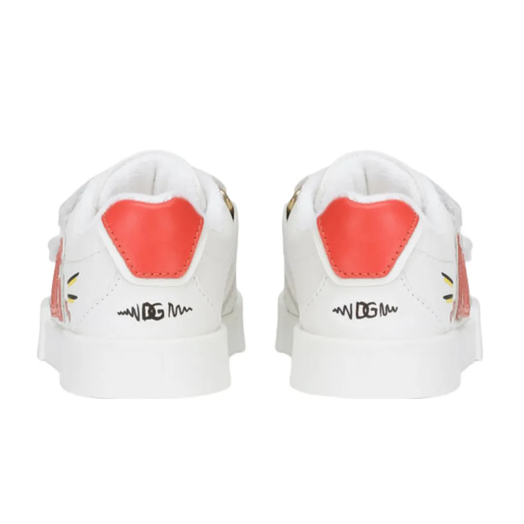 KIDS DOLCE AND GABBANA FIRST STEPS PORTOFINO LIGHT SNEAKERS WITH LOGO