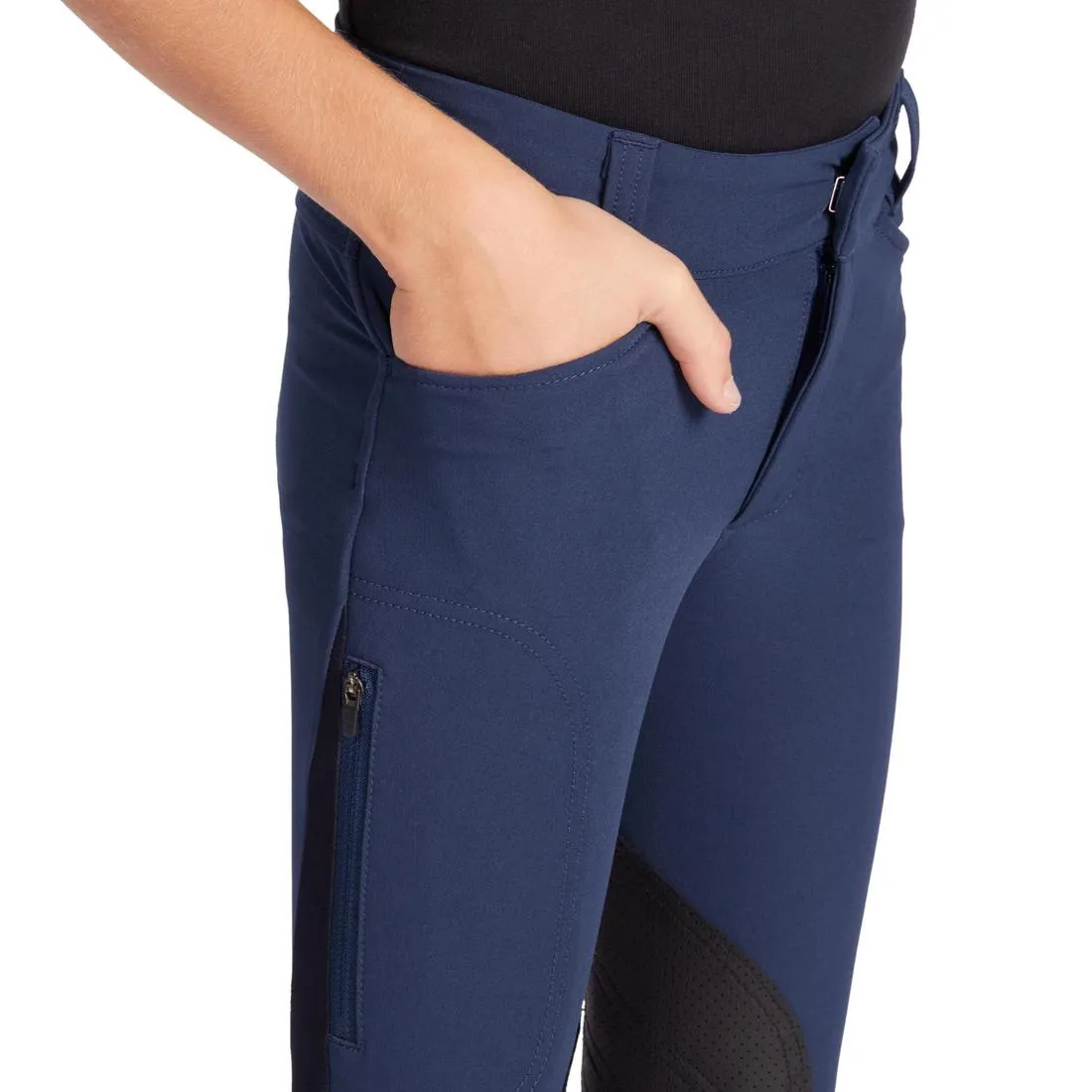 Kids' Horse Riding Lightweight Mesh Jodhpurs with Grippy Suede Patches 500