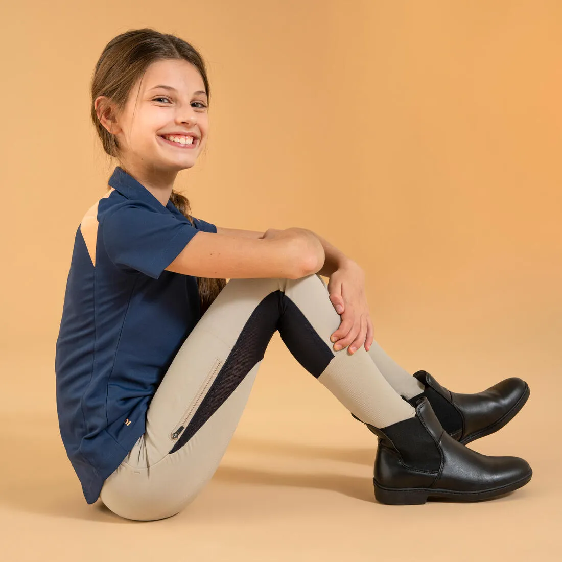 Kids' Horse Riding Lightweight Mesh Jodhpurs with Grippy Suede Patches 500