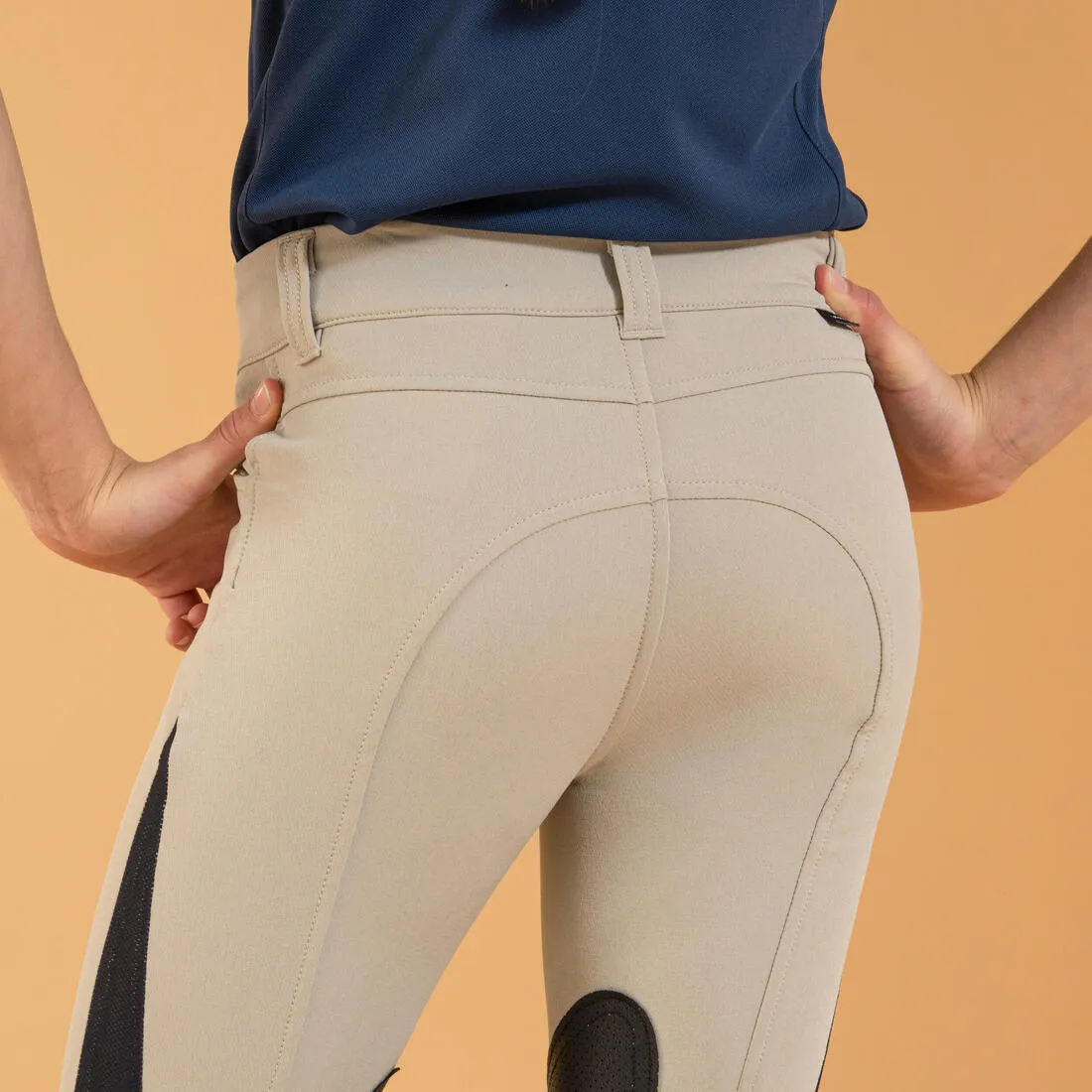 Kids' Horse Riding Lightweight Mesh Jodhpurs with Grippy Suede Patches 500