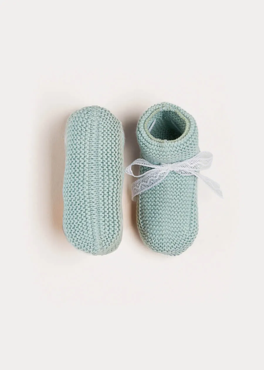 Lace Detail Knitted Booties in Green