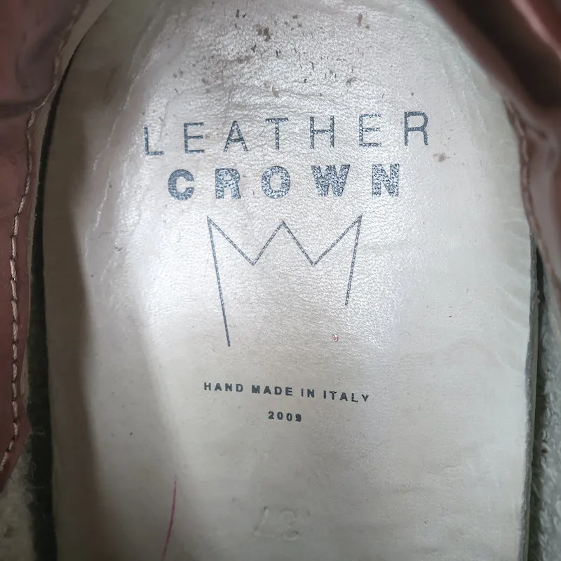 Leather Crown LC06 Low Top Sneakers White Crackle & Rose Gold Metallic Size 37