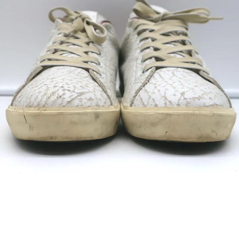Leather Crown LC06 Low Top Sneakers White Crackle & Rose Gold Metallic Size 37