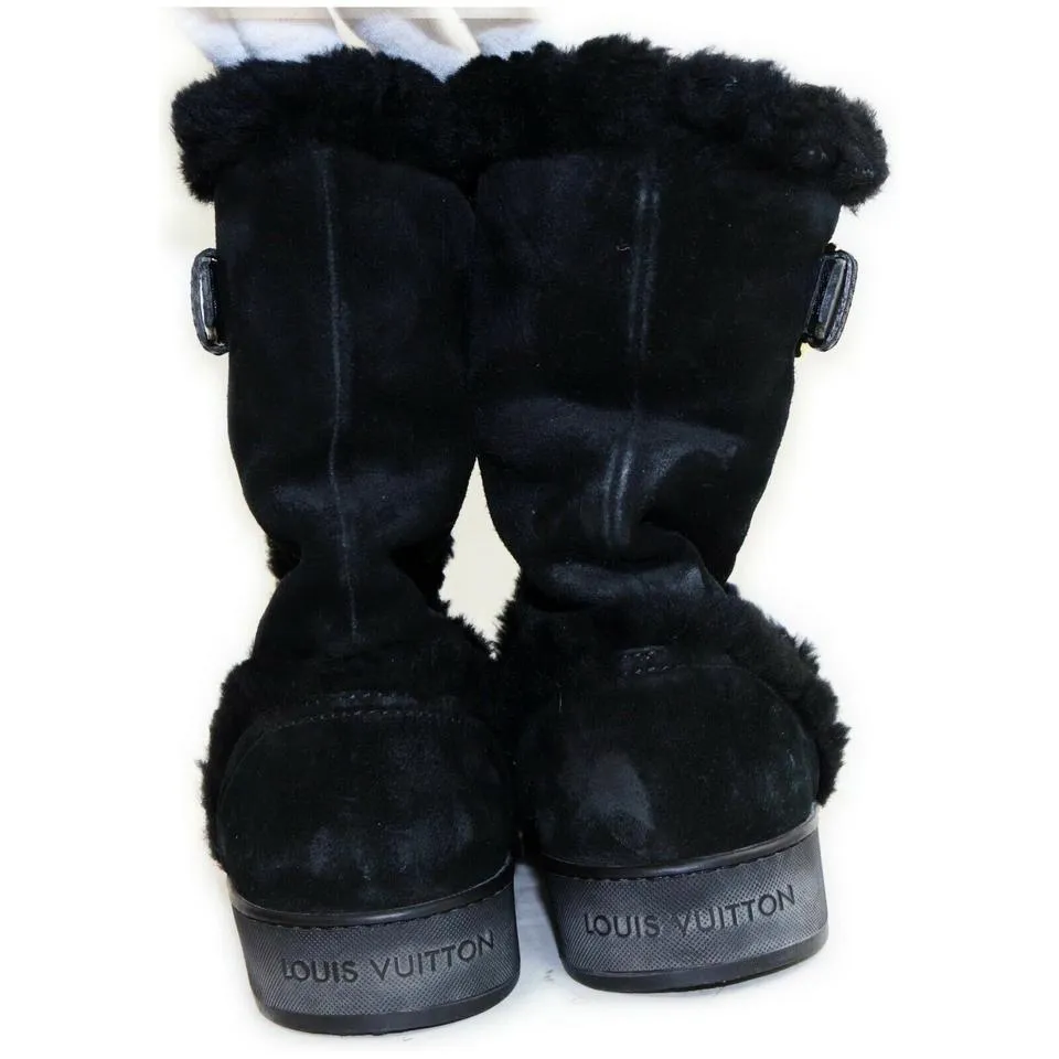Louis Vuitton Black Shearling Winter Boots 862975